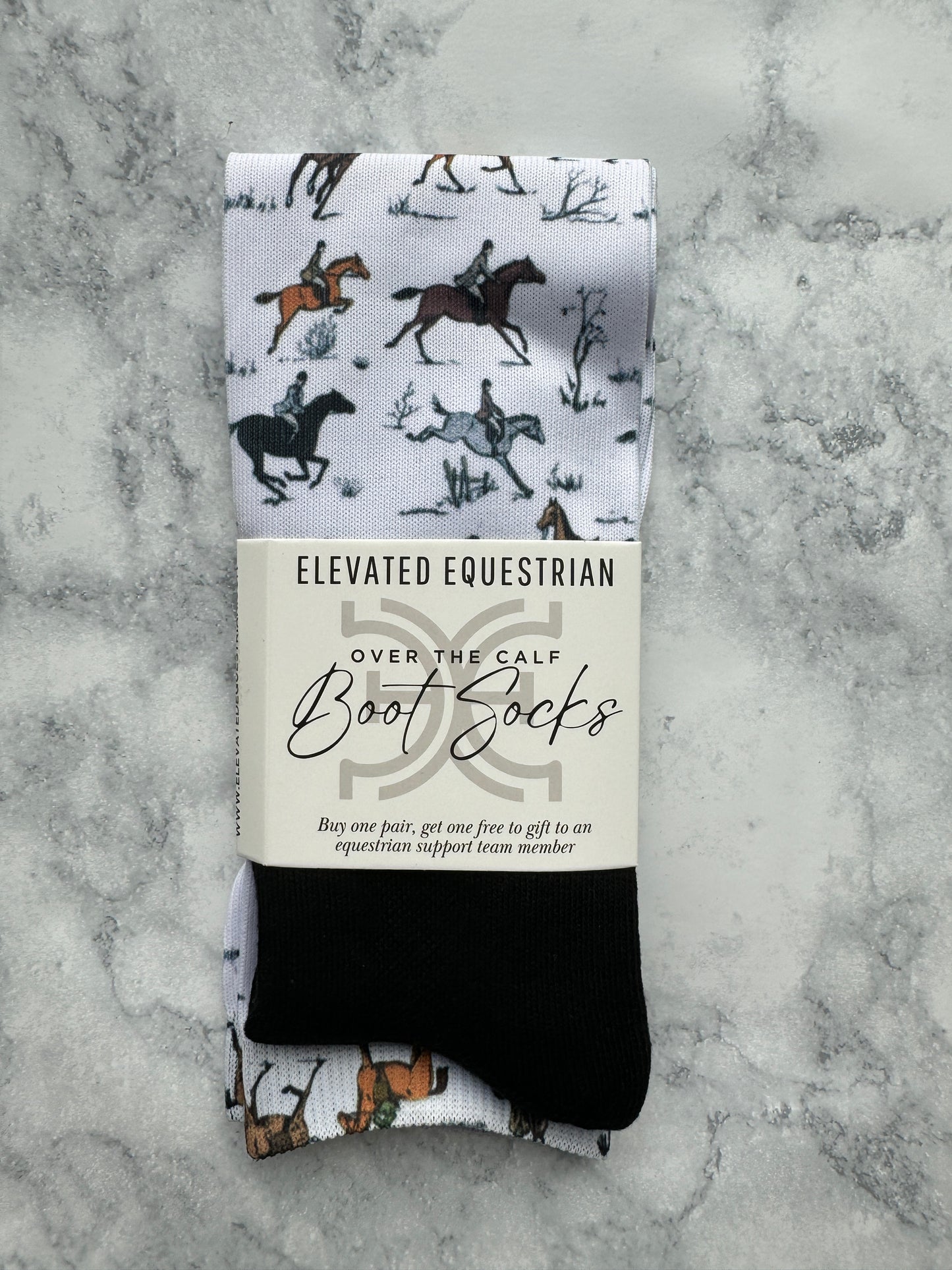 Horse Print Equestrian Over the Calf Boot Socks