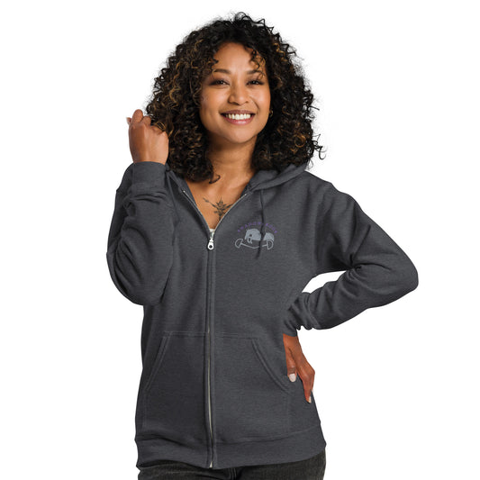 Shadowbrook Stables Dark Grey Unisex zip hoodie - Small Logo Front