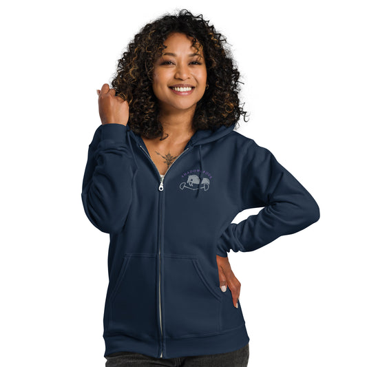 Shadowbrook Stables Navy Unisex zip hoodie - Small Logo Front