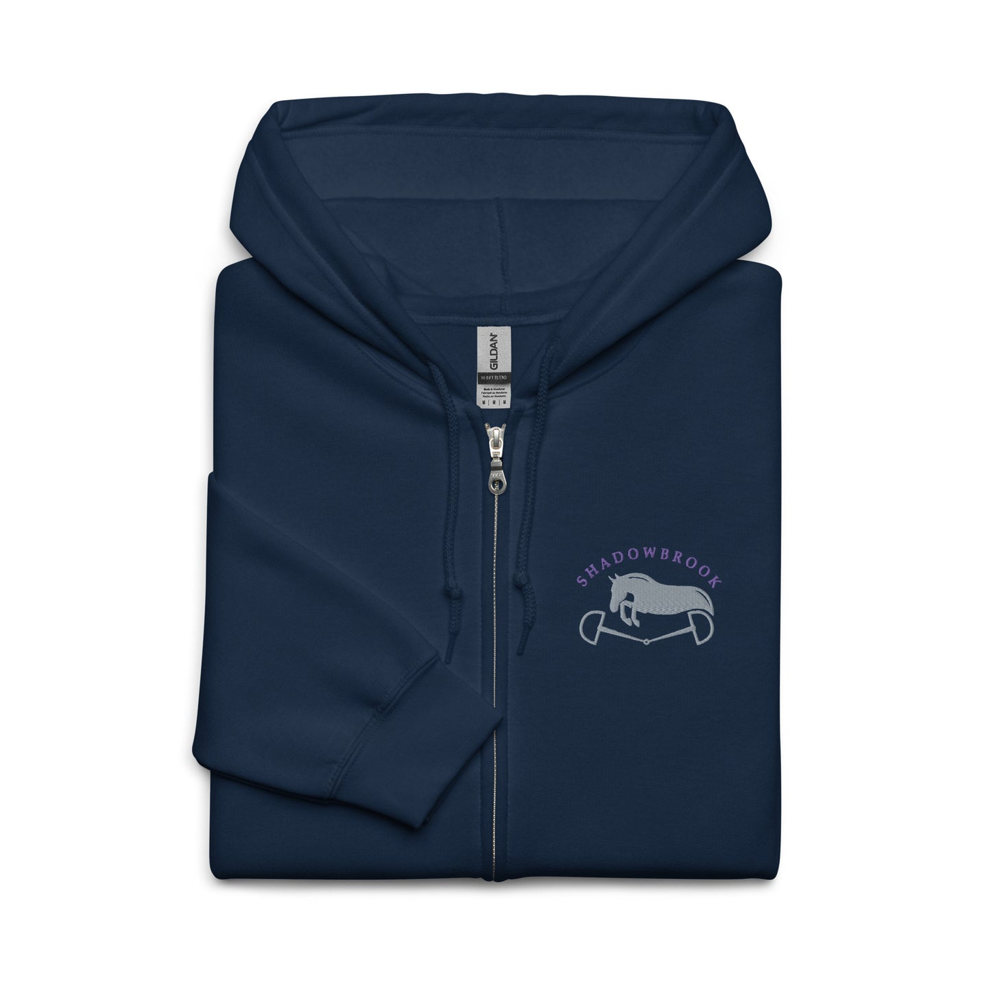 Shadowbrook Stables Navy Unisex zip hoodie - Small Logo Front