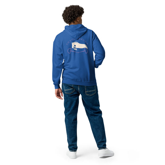 Shadowbrook Stables Royal Blue Unisex zip hoodie - Large Logo Back