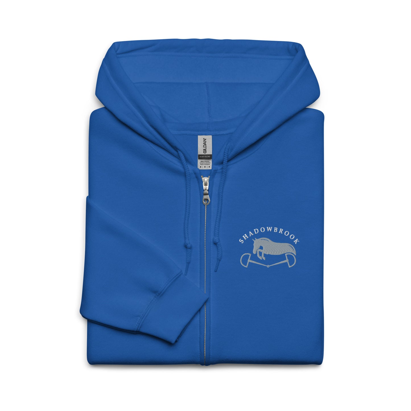 Shadowbrook Stables Royal Blue Unisex zip hoodie - Small Logo Front