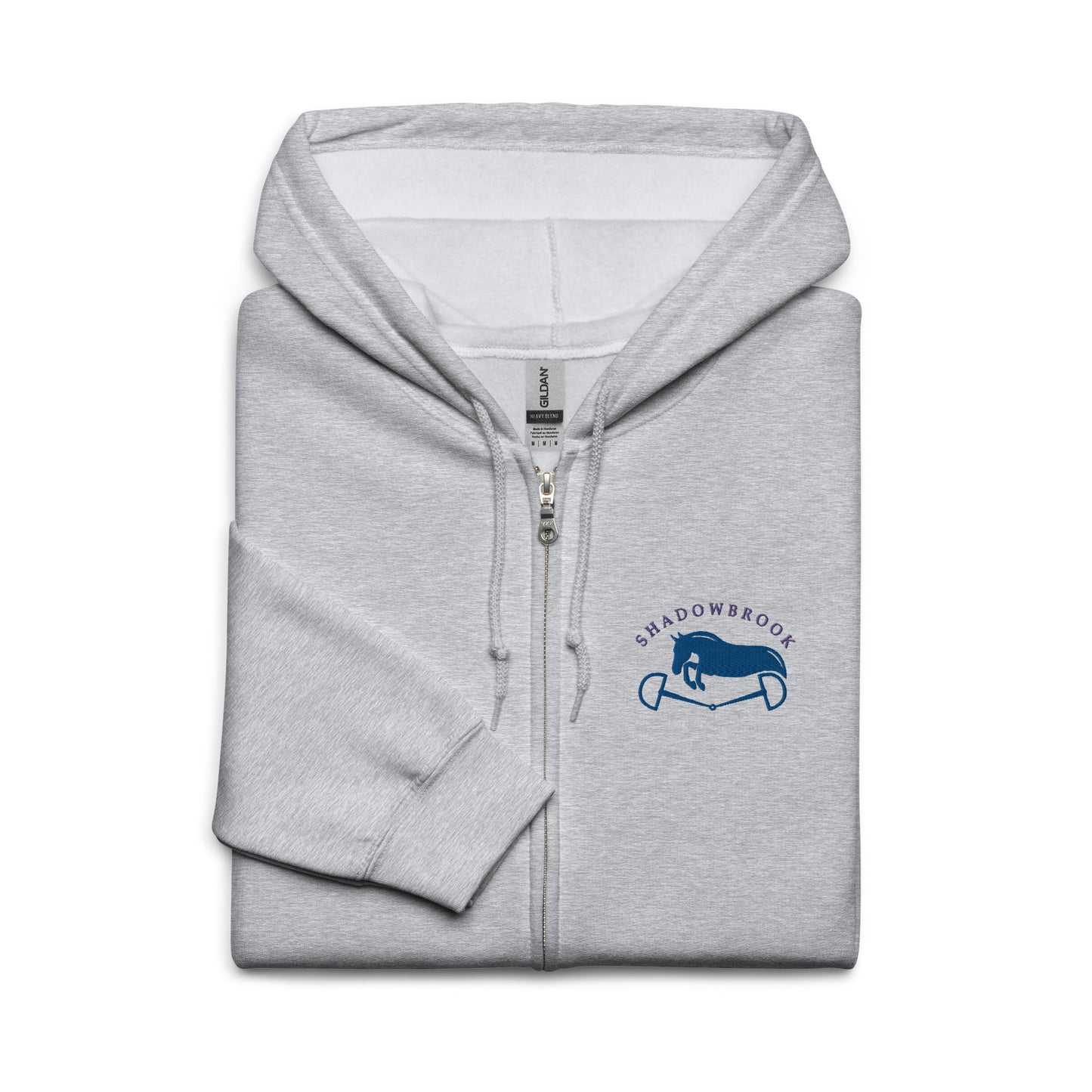 Shadowbrook Stables Light Grey Unisex zip hoodie - Small Logo Front