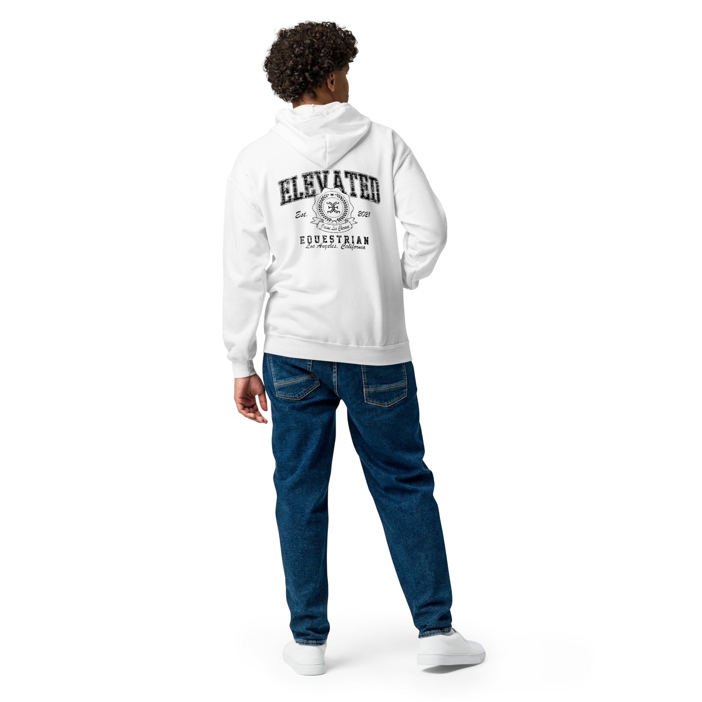 Elevated Equestrian White Unisex Zip-up Hooded Sweatshirt