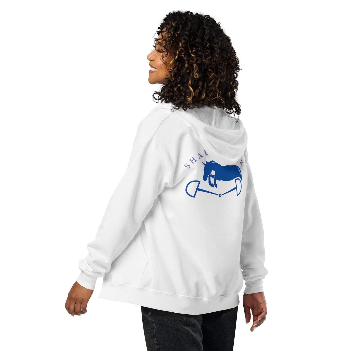 Shadowbrook Stables White Unisex zip hoodie - Large Logo Back