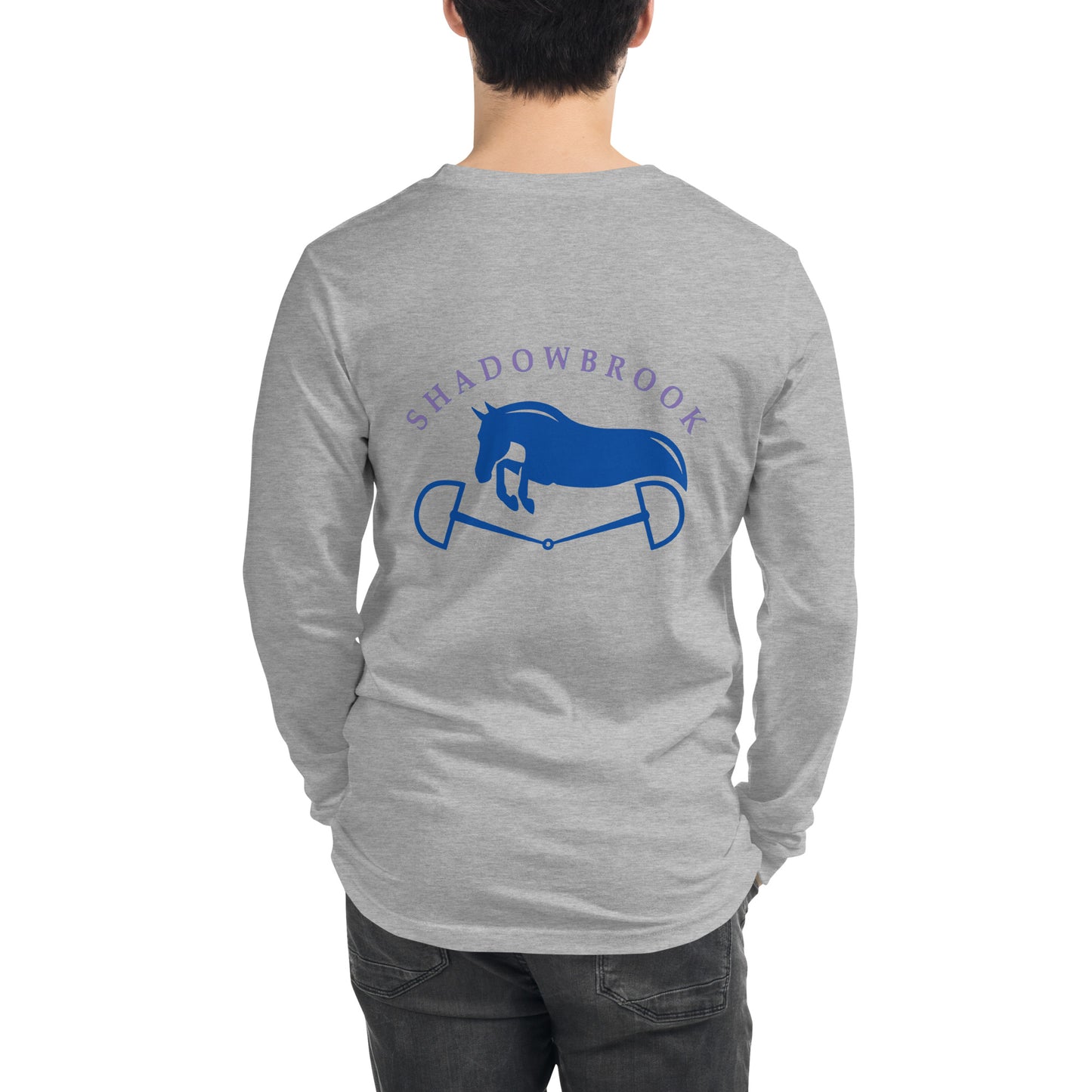 Shadowbrook Stables Light Grey Unisex Long Sleeve Tee - Large Logo Back