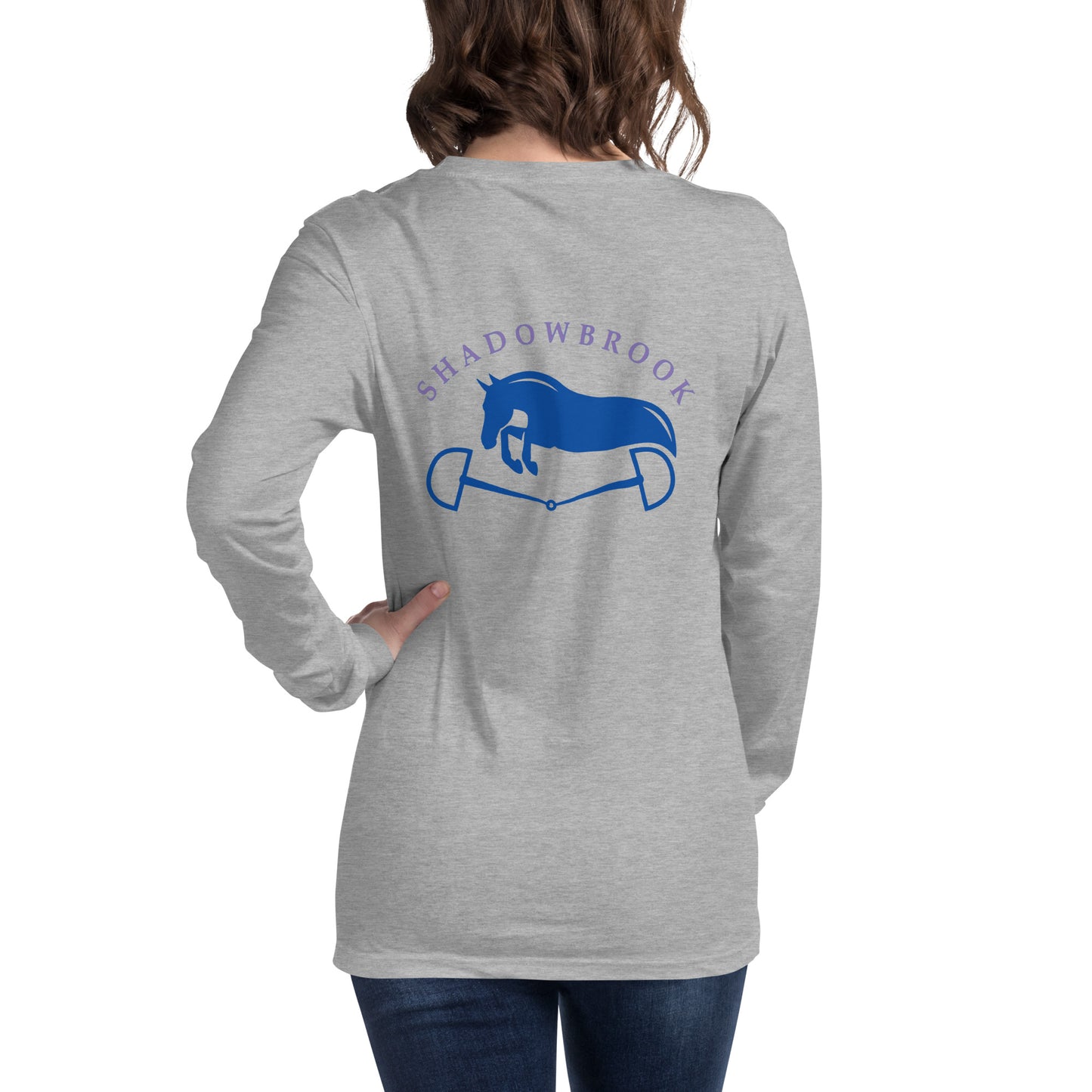 Shadowbrook Stables Light Grey Unisex Long Sleeve Tee - Large Logo Back