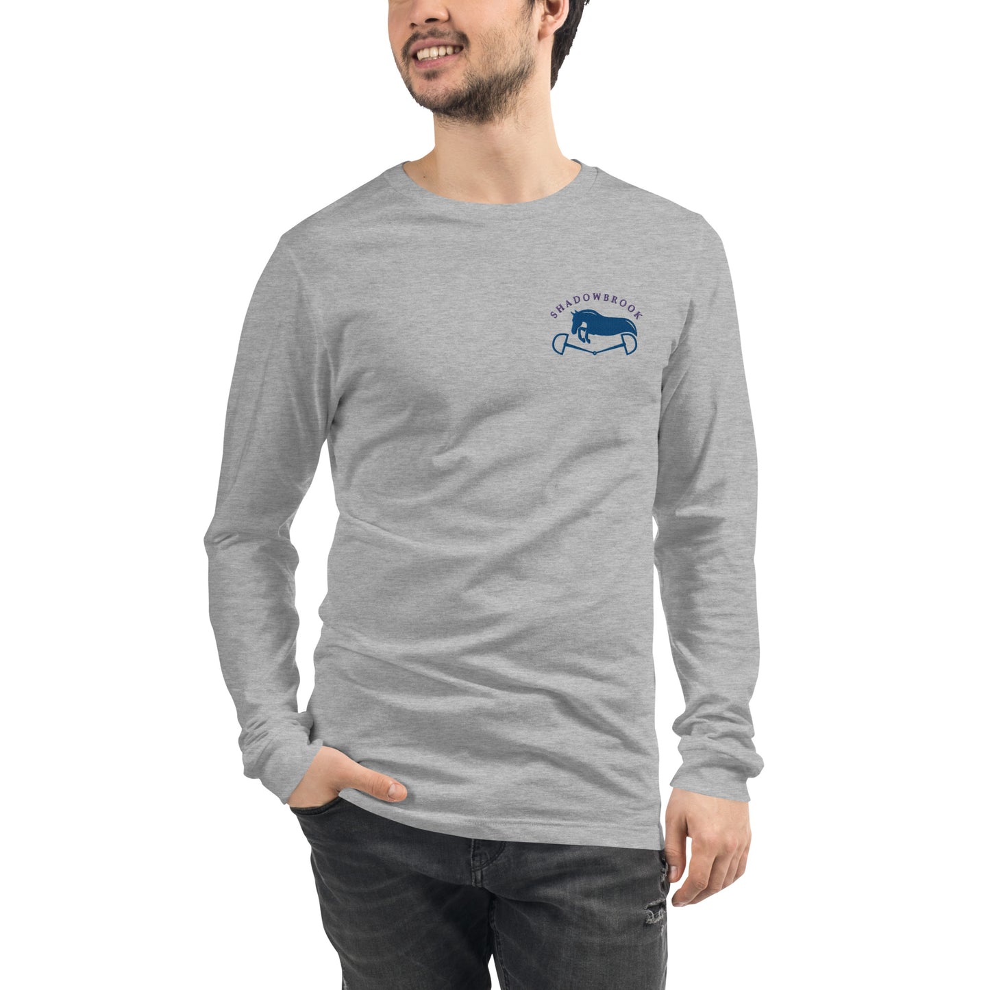 Shadowbrook Stables Light Grey Unisex Long Sleeve Tee - Small Logo Front