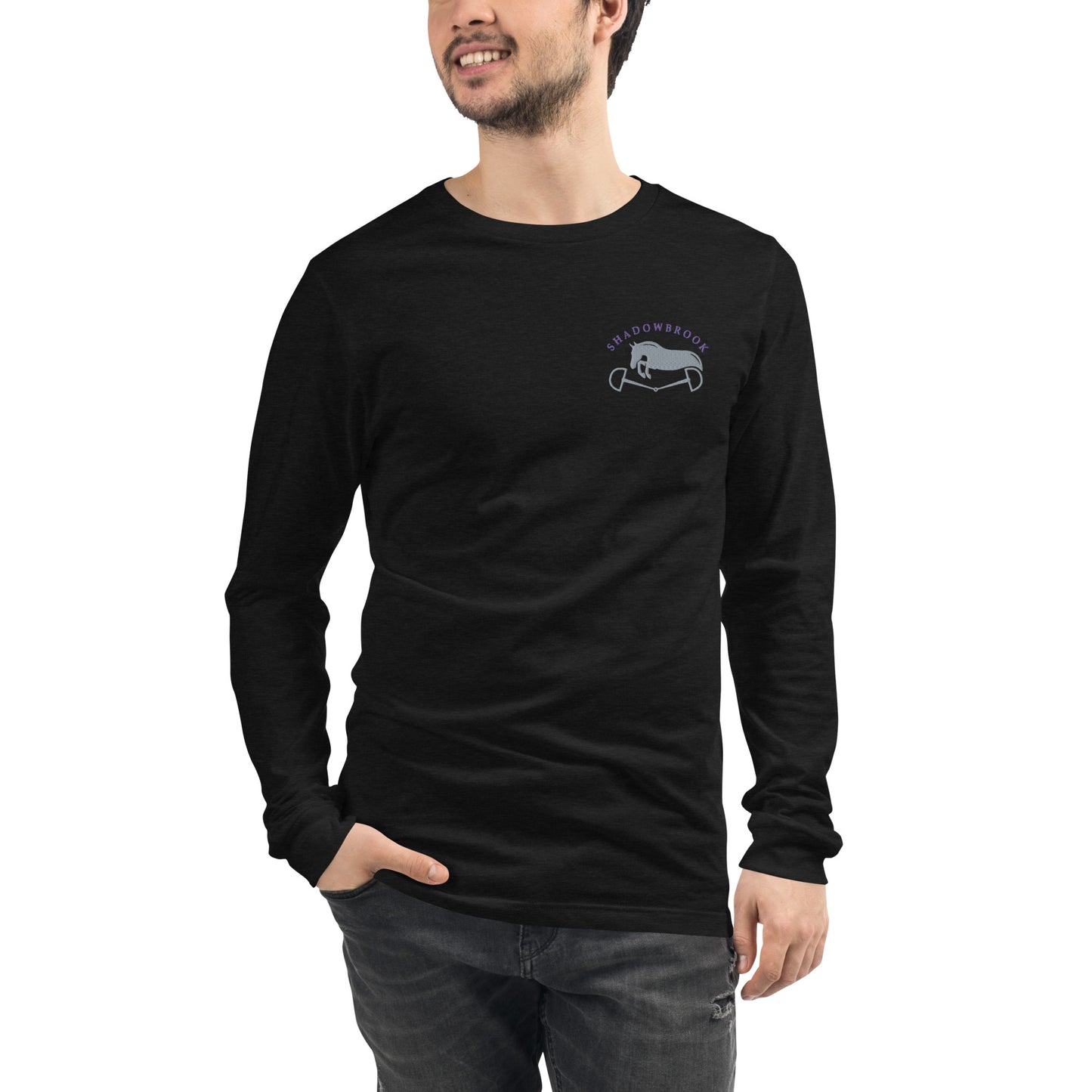 Shadowbrook Stables Black Unisex Long Sleeve Tee - Small Logo Front