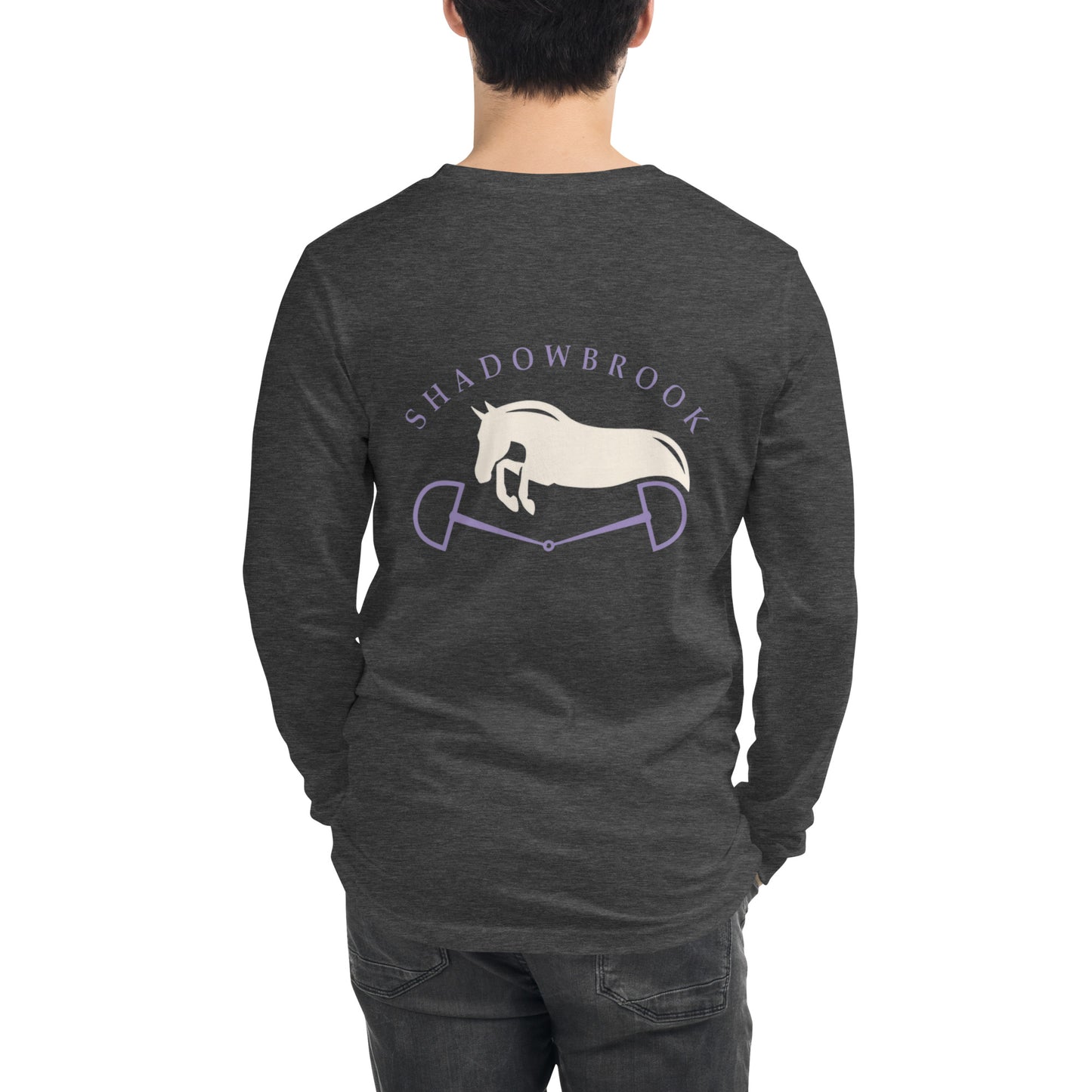 Shadowbrook Stables Dark Grey Unisex Long Sleeve Tee - Large Logo Back