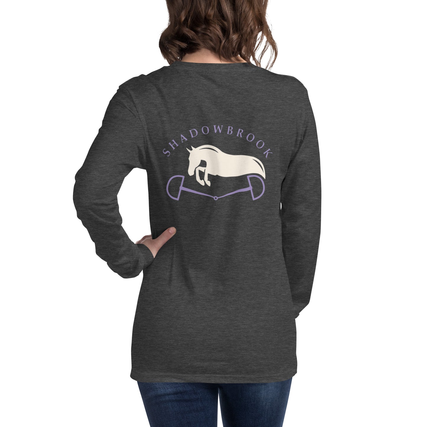 Shadowbrook Stables Dark Grey Unisex Long Sleeve Tee - Large Logo Back