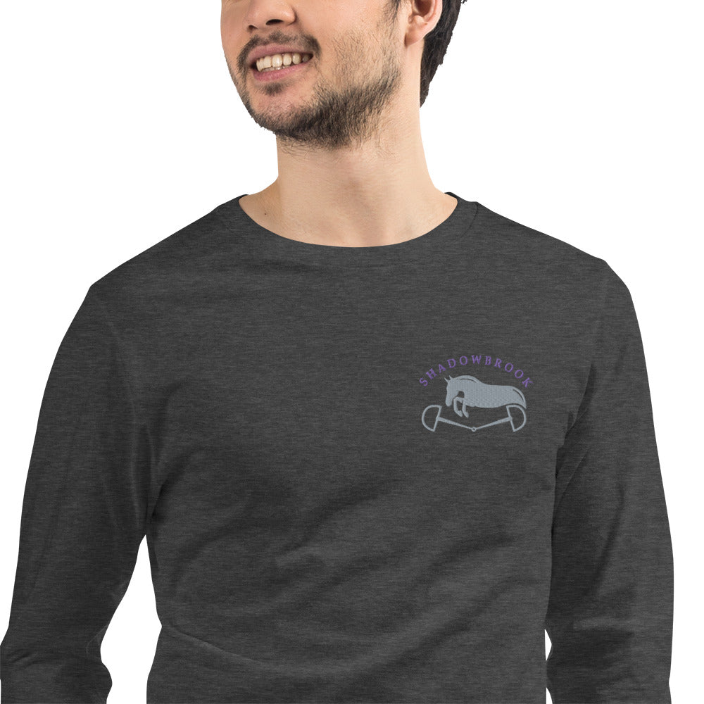 Shadowbrook Stables Dark Grey Unisex Long Sleeve Tee - Small Logo Front