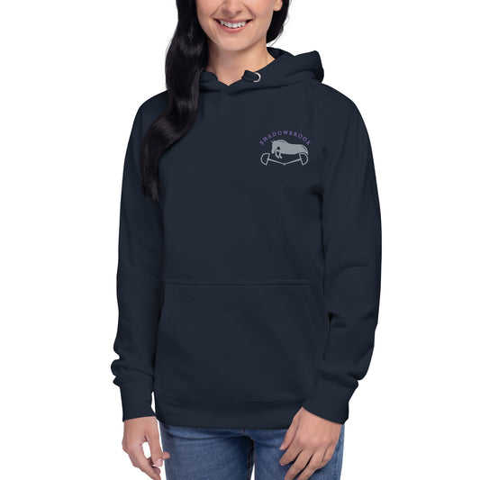 Shadowbrook Stables Navy Unisex Hoodie - Small Logo Front