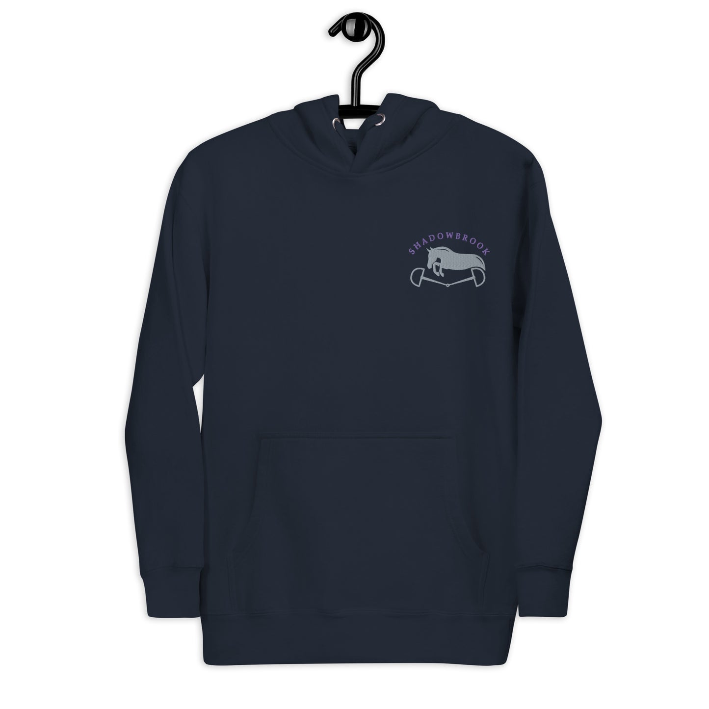 Shadowbrook Stables Navy Unisex Hoodie - Small Logo Front