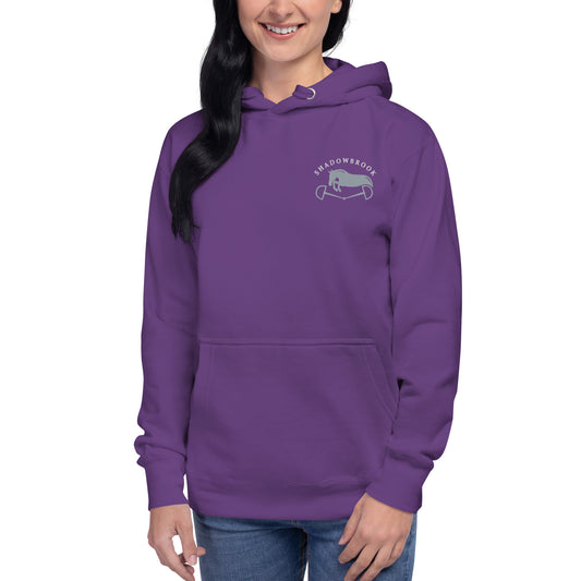 Shadowbrook Stables Purple Unisex Hoodie - Small Logo Front