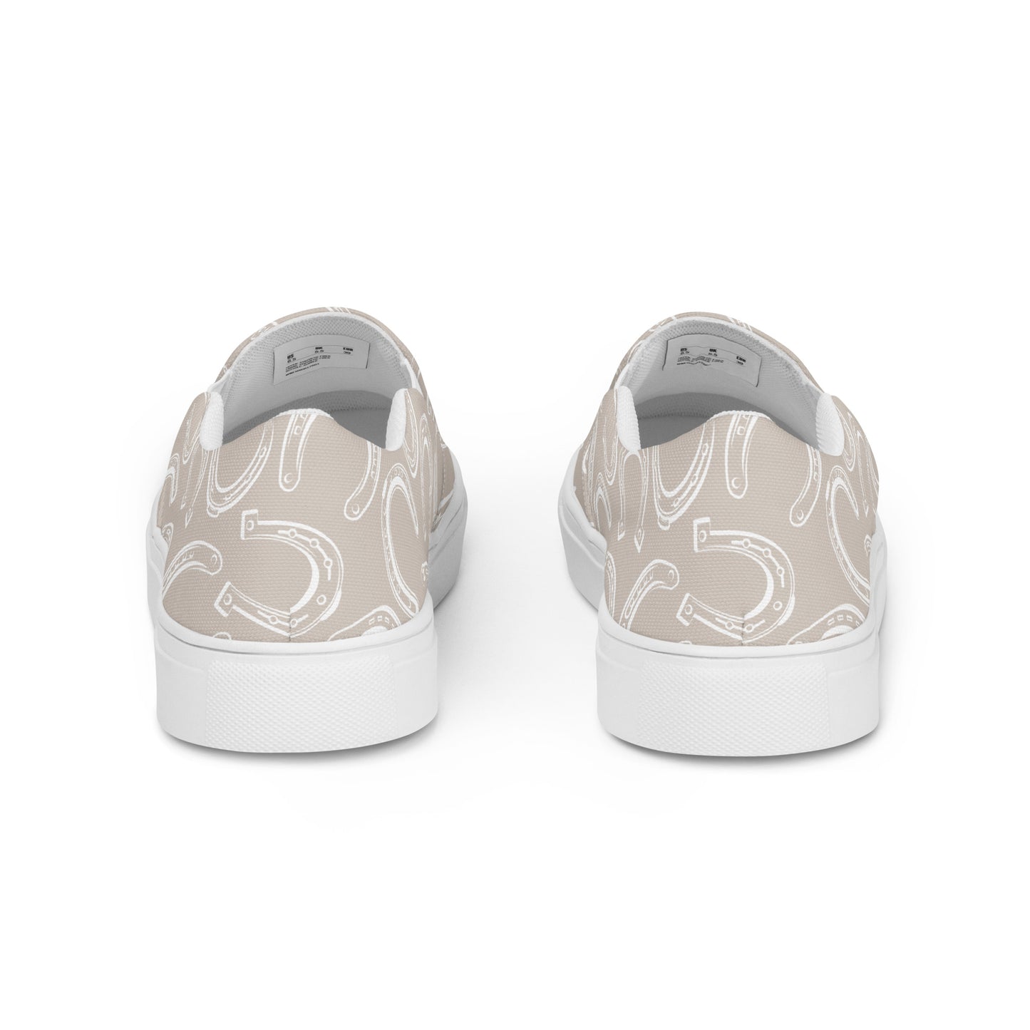 Horseshoe Print Tan - Women’s slip-on canvas shoes