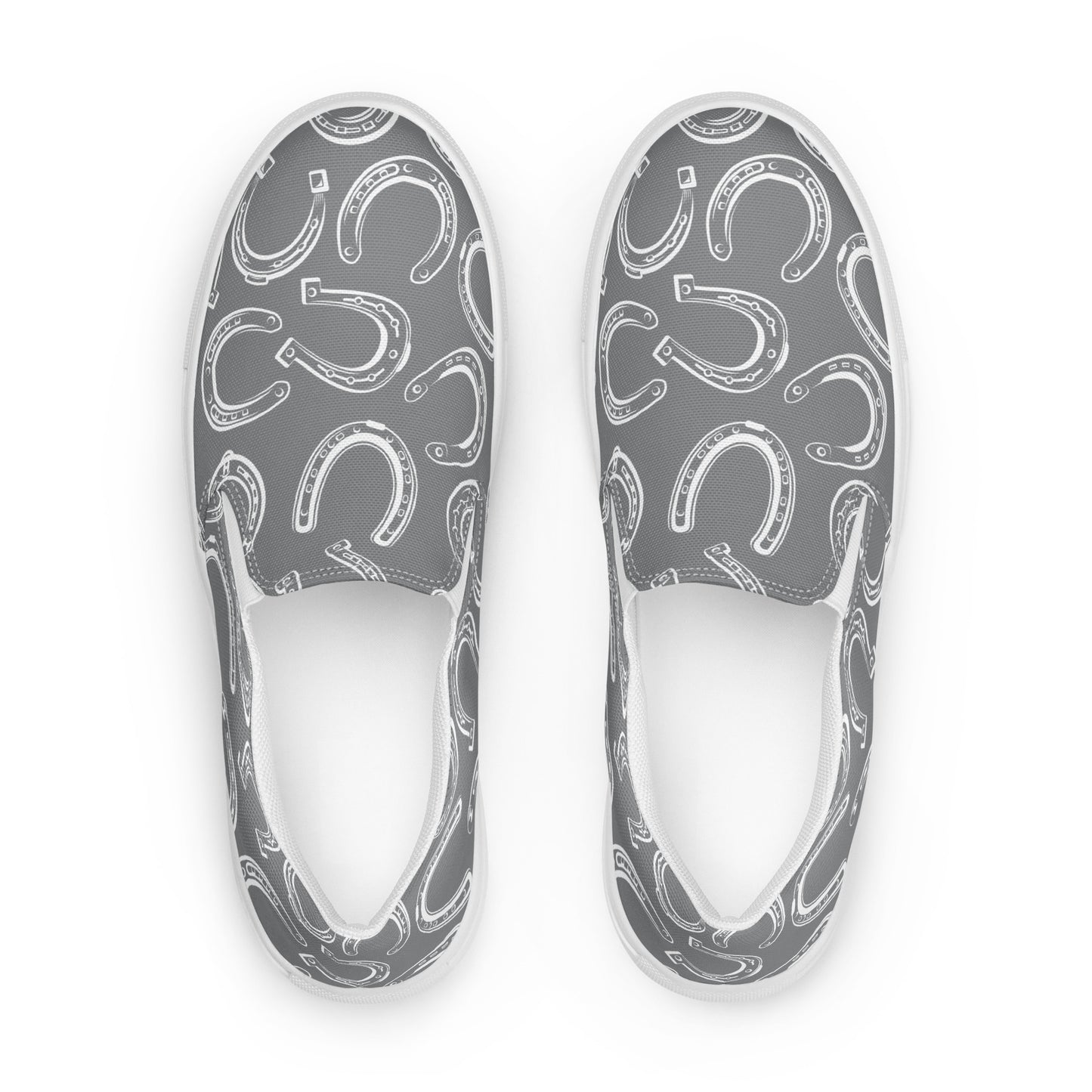 Horseshoe Print Grey - Women’s slip-on canvas shoes