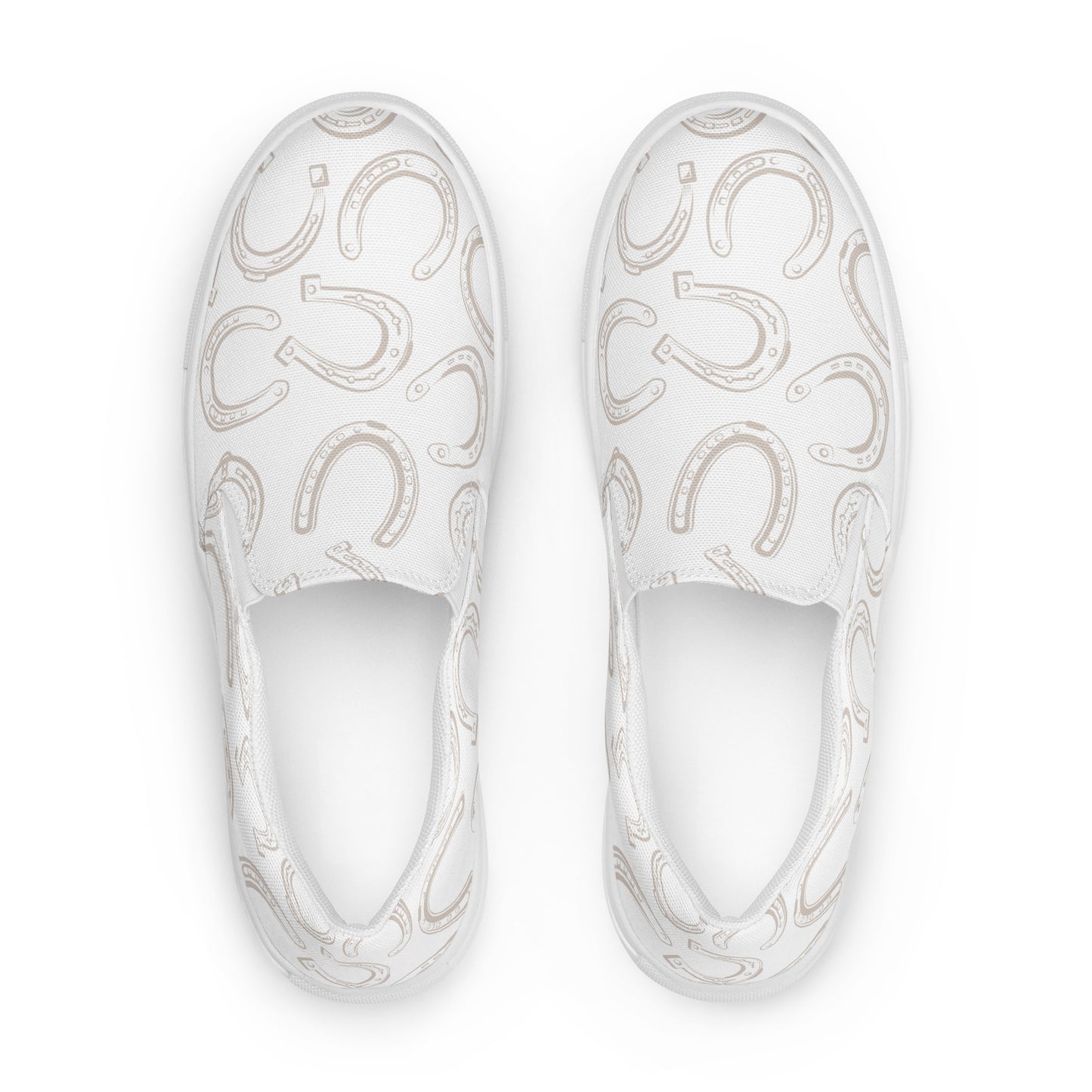 Horseshoe Print White  - Women’s slip-on canvas shoes