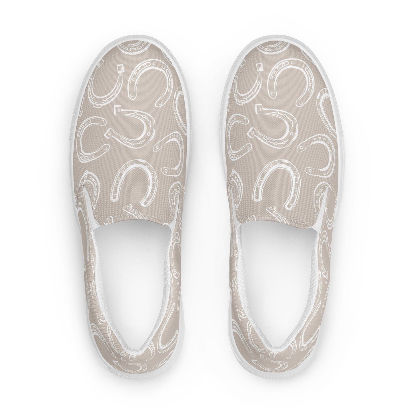 Horseshoe Print Tan - Women’s slip-on canvas shoes